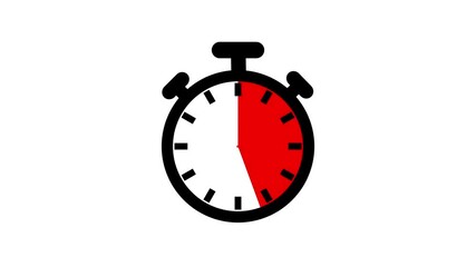 Stopwatch Icon with red Countdown Segment. Time Pressure Concept on black background