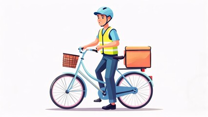 Fototapeta premium Bicycle Delivery Service Illustration of a Courier on a Bike