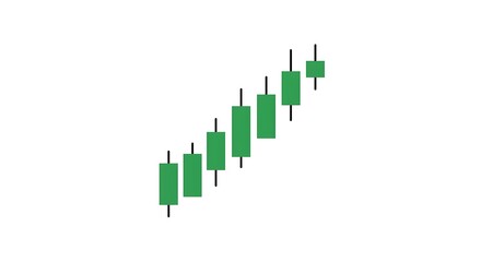 Bullish Green Candlestick Chart Pattern. Upward Trend in Financial Market Trading and Investment Growth.