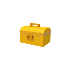 Obraz premium Yellow Low Poly Toolbox A Bright Container for Tools on white and transparent background. PNG