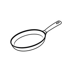 Cast iron frying pan with handle on white background