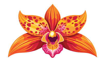 Obraz premium Vibrant Orange and Yellow Orchid Flower with Red Spots on a White Background