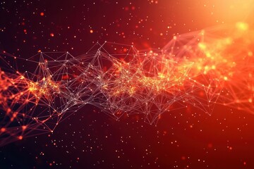 abstract network of interconnected glowing points and lines against a dark background with bright light and particles, conveying digital connectivity and energy