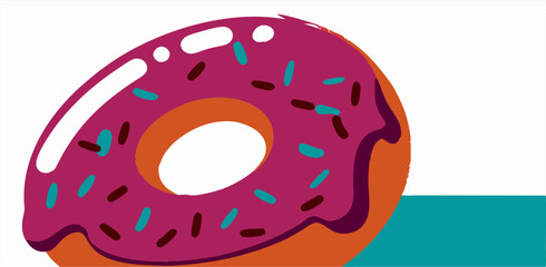 Pink Sprinkled Donut Illustration, Delicious Bakery Treat