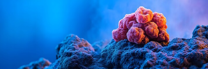 Abstract Pink Coral Reef Rocks Blue Ocean Artistic Background 3d sea hue dark water image scene