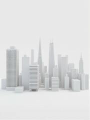 Fototapeta premium A city skyline made out of white cubes on display.