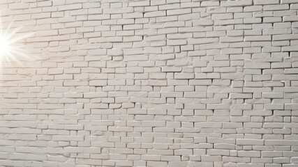 Fototapeta premium Clean White Brick Wall Texture Background with Sunlight