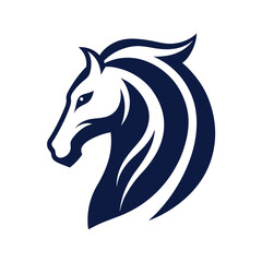 Horse Head Silhouette with Flowing Mane Logo
