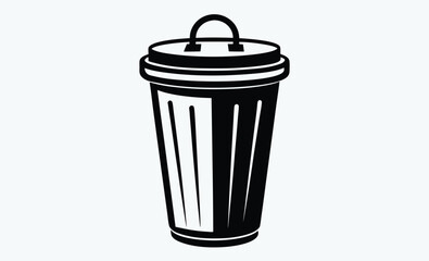 Trash can silhouette, Waste bin icon, Garbage container vector, Trash bin graphic, Rubbish can outline