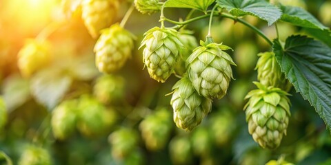 Fototapeta premium Buds on the female hop plant in a garden, plant life, plant, plant life, plant, buds, green