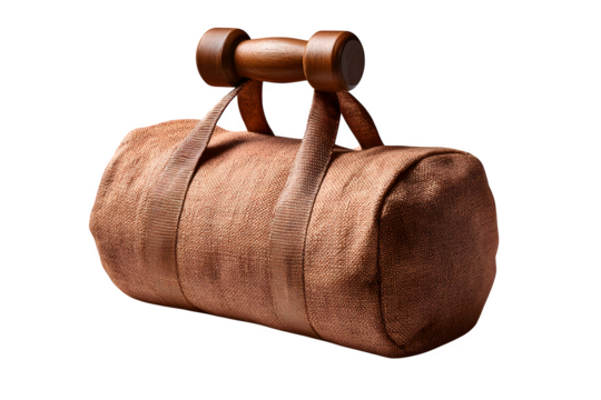 Durable sandbag used for strength training, isolated on transparent background