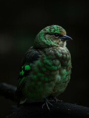 A colorful bird sits on a branch.