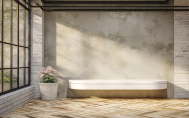 Elegant minimalist bathroom design featuring a freestanding bathtub in a sunlit space