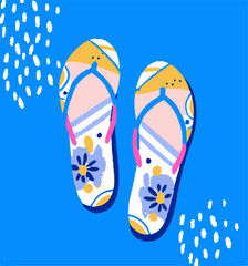 Colorful Floral Flip Flops Summer Beach Sandals