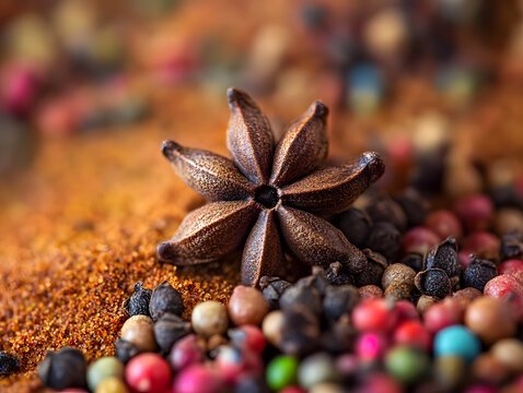 star anise and peppercorns mixed peppercorns with star anise close up star anise colorful peppercorns star anise spice aromatic spices star anise and pepper macro star anise