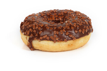 Chocolate donuts on a white background