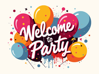 This vibrant image features a playful 'Party Time' design, perfect for conveying a festive atmosphere, complete with bright colors and whimsical shapes to inspire joy and celebration.