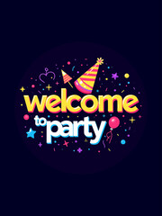 This vibrant image features a playful 'Party Time' design, perfect for conveying a festive atmosphere, complete with bright colors and whimsical shapes to inspire joy and celebration.