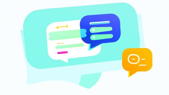 Friendly AI Assistant in Action
A stylized robot/avatar with a chat bubble showing a conversation thread, a microphone icon (voice commands), and a small image being generated in the corner. Use brigh