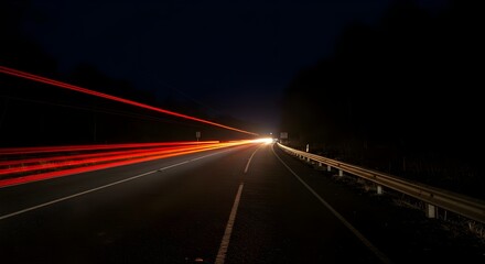 High Quality Photorealistic Night Photo of Roads with Light Trails