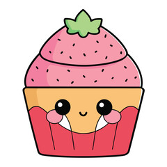 kawaii-style-strawberry-cupcake-with-sprinkles--cu.eps