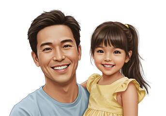 Father and Daughter Smiling Portrait Togetherness Illustration