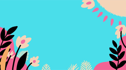 Abstract Floral Background: Pink, Teal, Modern Design