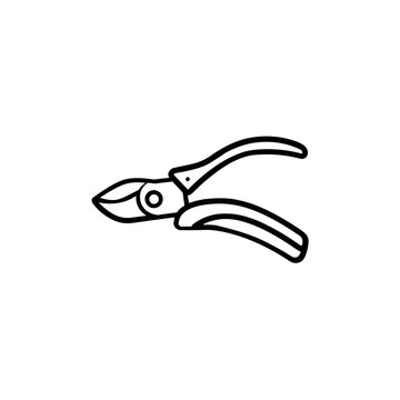 black outline garden pruners on white clip art preview