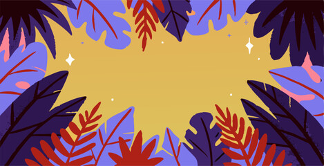 Tropical Leaves Frame Background Illustration