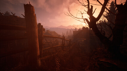 夕方の中世の集落 © タラコおにぎり