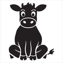 Naklejka premium Sitting Cow Silhouette vector