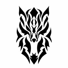 Tribal Wolf Head Design in Black and White – Aggressive and Artistic Tattoo Vector Symbol