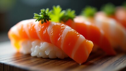 Macro Shot of Sushi Rolls – Detailed Close-Up of Traditional Japanese Food with Fresh Ingredients and Elegant Presentation