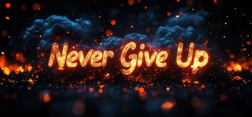 Motivational text, fire and smoke