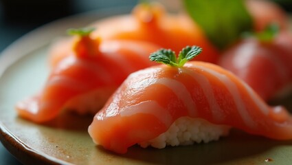 Macro Shot of Sushi Rolls – Detailed Close-Up of Traditional Japanese Food with Fresh Ingredients and Elegant Presentation