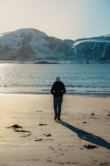 Snowy Ramberg Beach and Mountains in Lofoten