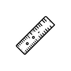 Isolated ruler measures distance geometry sketch white