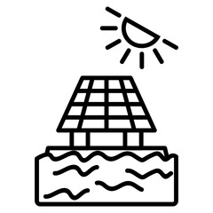 Floating Solar Power Icon Outline