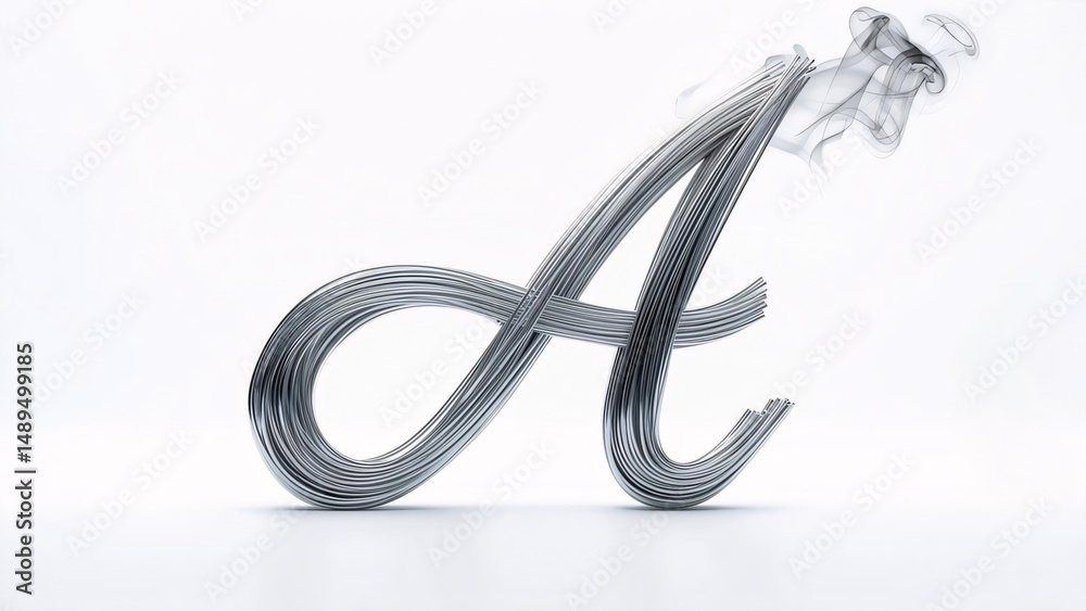 Fototapete elegant 3d render of letter a metallic script font design