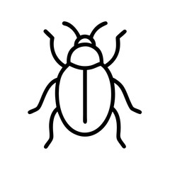 Beetle Line Icon – Simple Insect Outline Vector for Nature or Science Design