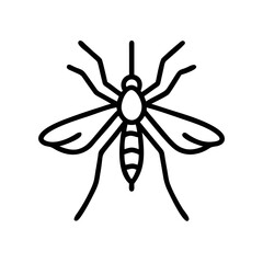 Mosquito Line Icon – Minimal Flying Insect Outline Vector Illustration