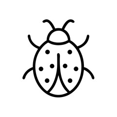 Lady Bug Line Icon – Minimal Beetle Outline Vector Illustration