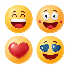 A vibrant display of various emoji balls conveying diverse emotions and expressions on a white isolated backdrop.