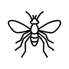 Mosquito Line Icon – Minimal Flying Insect Vector Outline