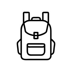 Backpack Line Icon – School Bag Outline Vector Illustration