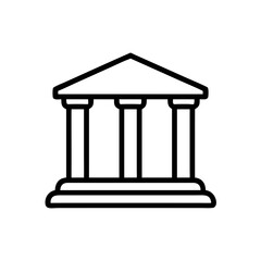 Bank Building Line Icon &ndash; Minimal Classical Architecture Outline Symbol