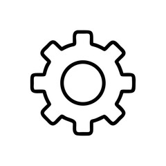 Outline Icon of Gear Cogwheel Settings Vector Isolated on White Background