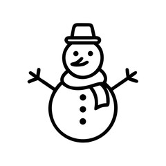 Simple Outline Snowman Icon - Minimalist Winter Character Line Art