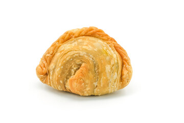 curry puff pastry isolated on white background. Snacks in Thailand. Bean Paste Pastries