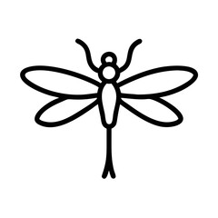Dragonfly Line Icon – Minimal Insect Outline Vector Illustration